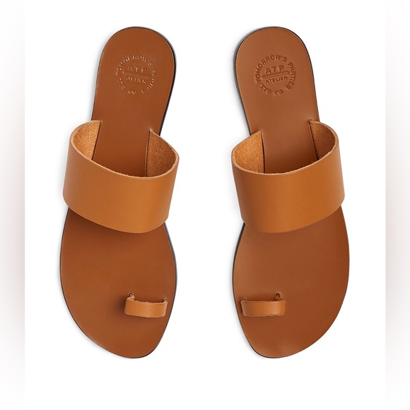 ATP Atelier BNWT NIB Astrid Leather Flat Sandals in Terra Brown - EU 38 - Picture 2 of 16